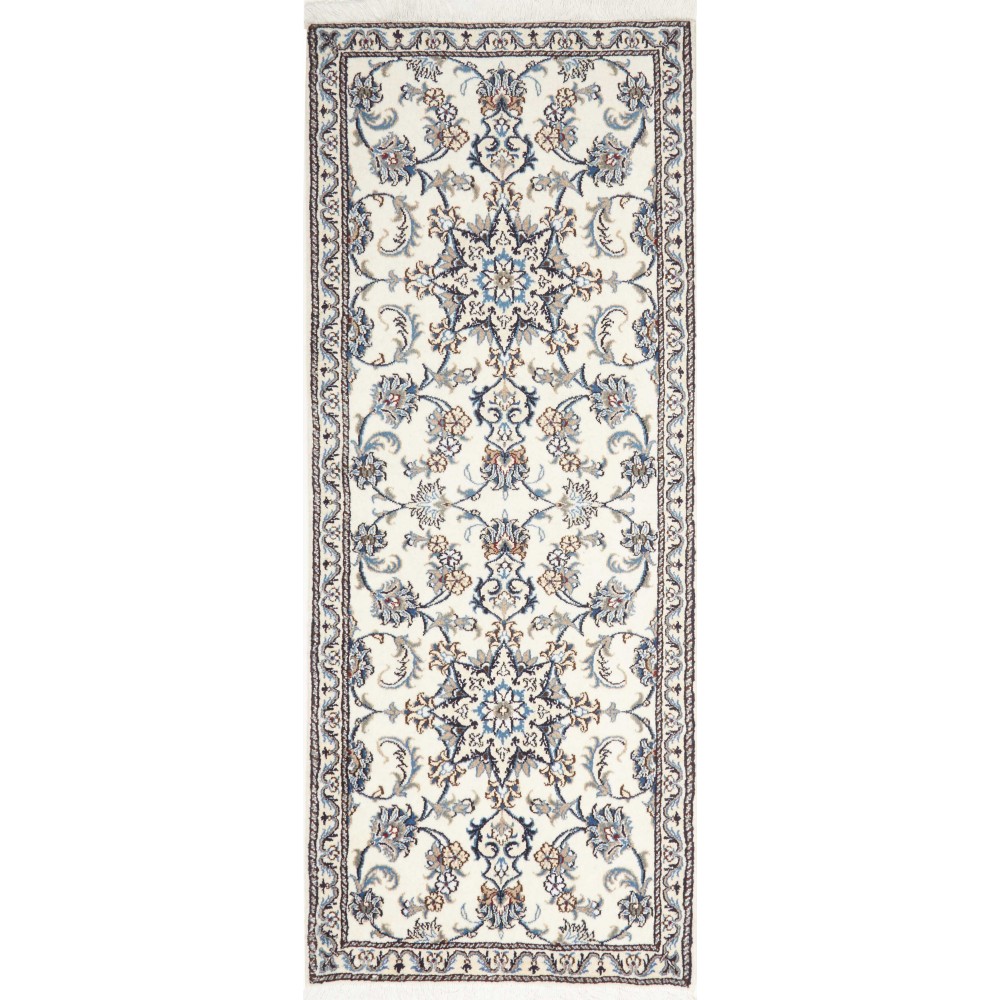 Tappeto Nain Kashmar Persia bianco grigio 77x194 Tappeto Nain Kashmar Persia bianco grigio 77x194