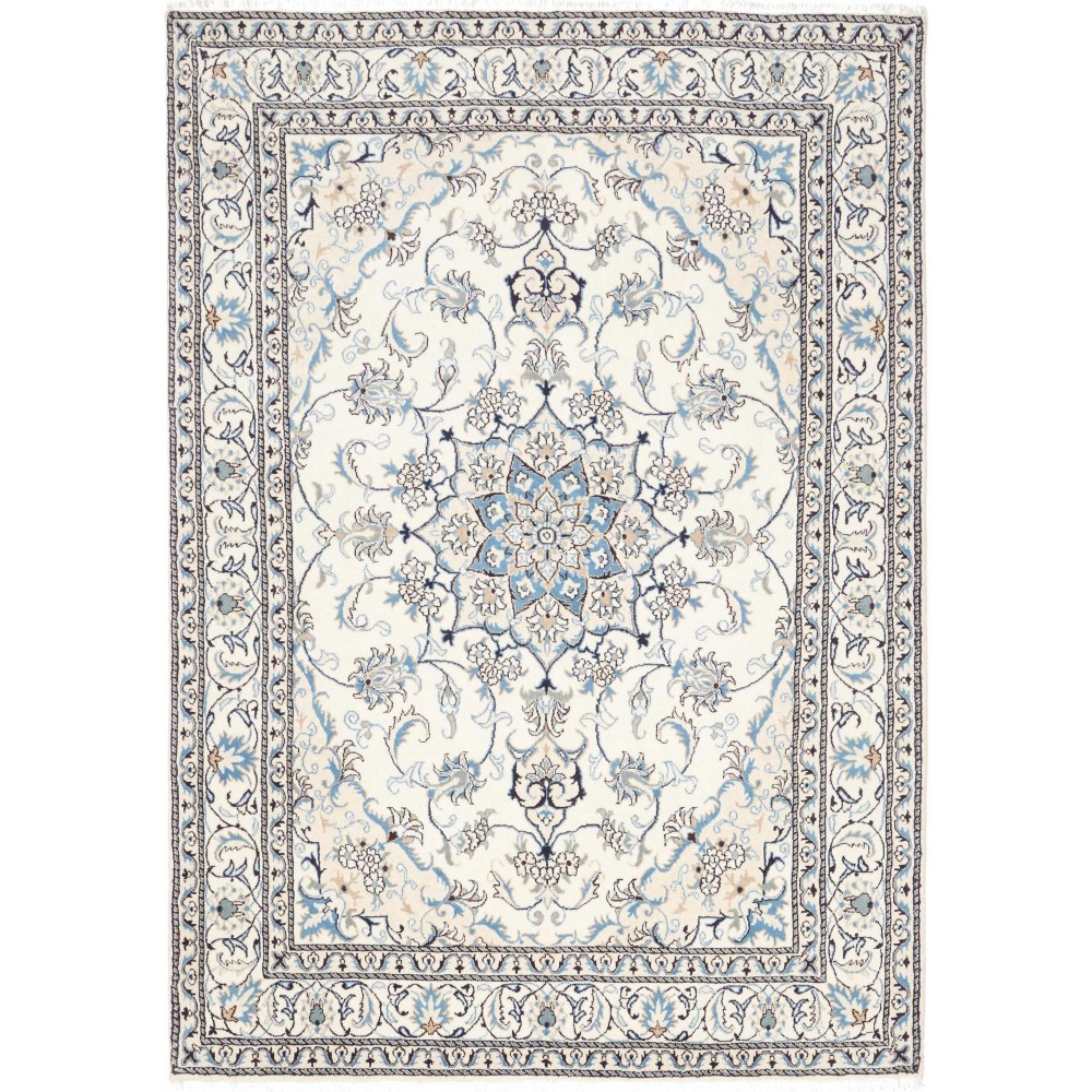 Tappeto Nain Kashmar Persia bianco grigio 167x235 Tappeto Nain Kashmar Persia bianco grigio 167x235