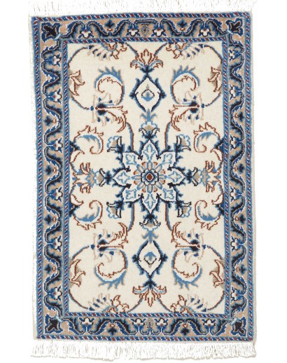 Tappeto Nain Kashmar Persia bianco blu 60x90