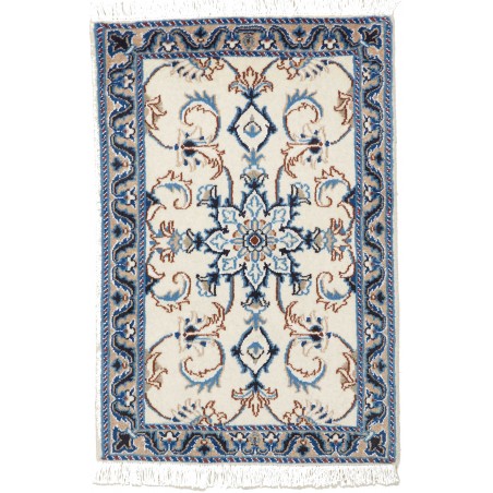 Tappeto Nain Kashmar Persia bianco blu 60x90