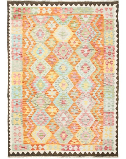 Tappeto Kilim Afghanistan giallo bianco 176x248