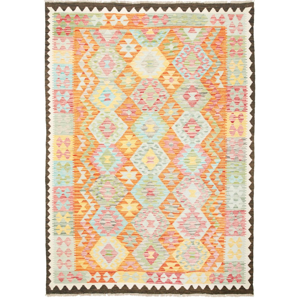 Tappeto Kilim Afghanistan giallo bianco 176x248