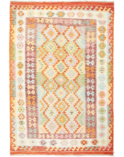 Tappeto Kilim Afghanistan giallo arancione 175x251