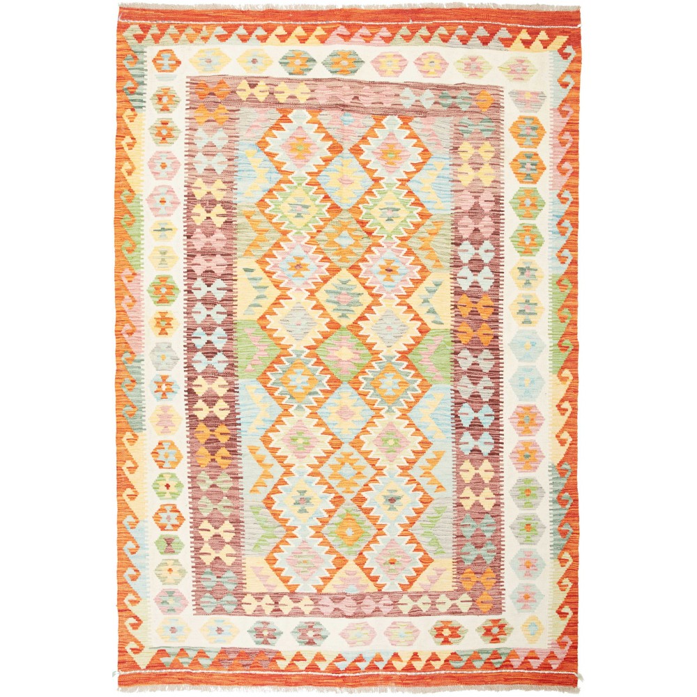 Tappeto Kilim Afghanistan giallo arancione 175x251