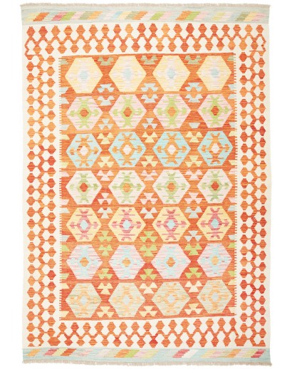 Tappeto Kilim Afghanistan bianco arancione 167x240