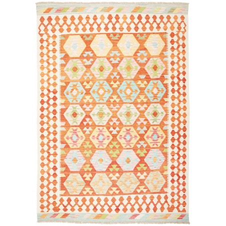 Tappeto Kilim Afghanistan bianco arancione 167x240