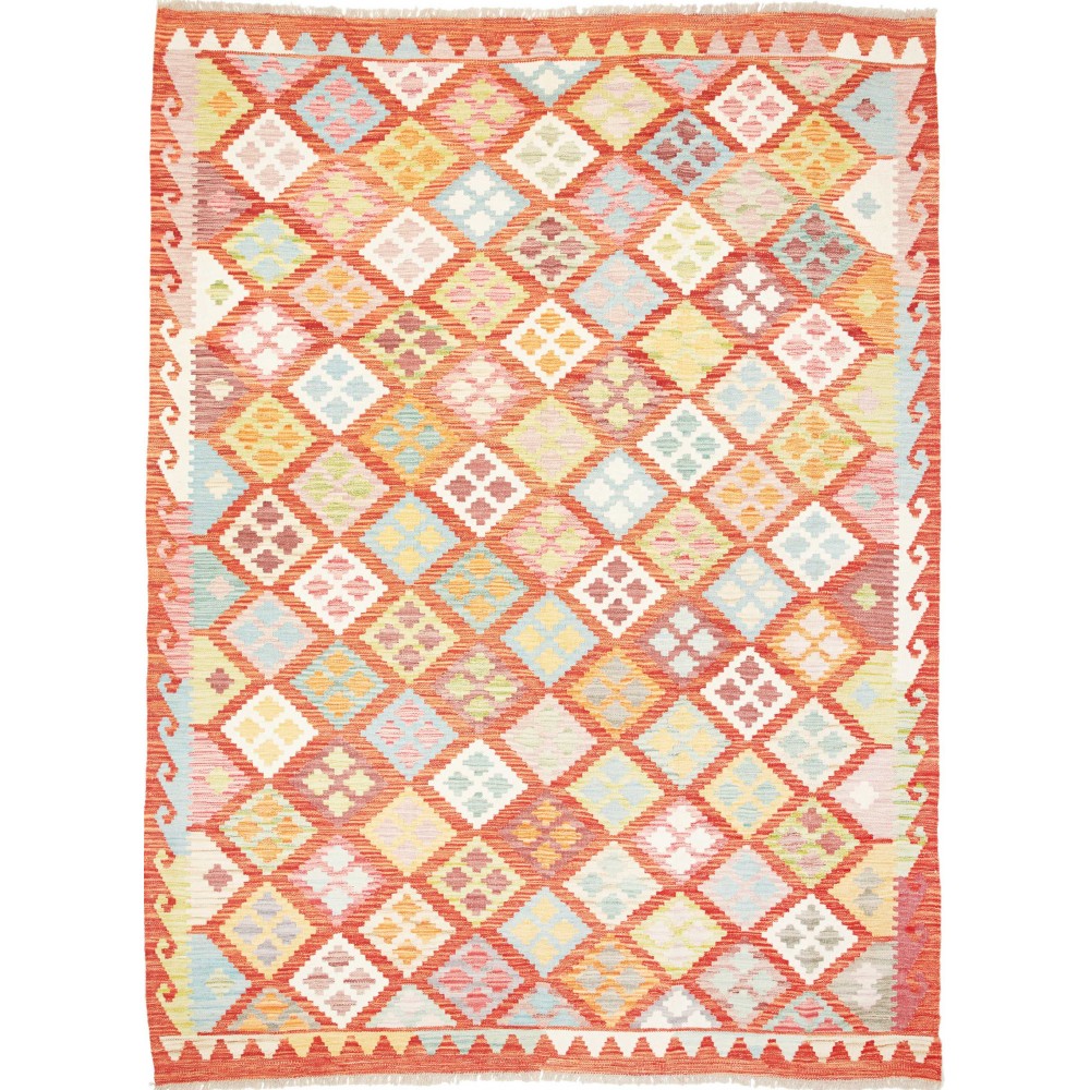 Tappeto Kilim Afghanistan giallo arancione 183x241