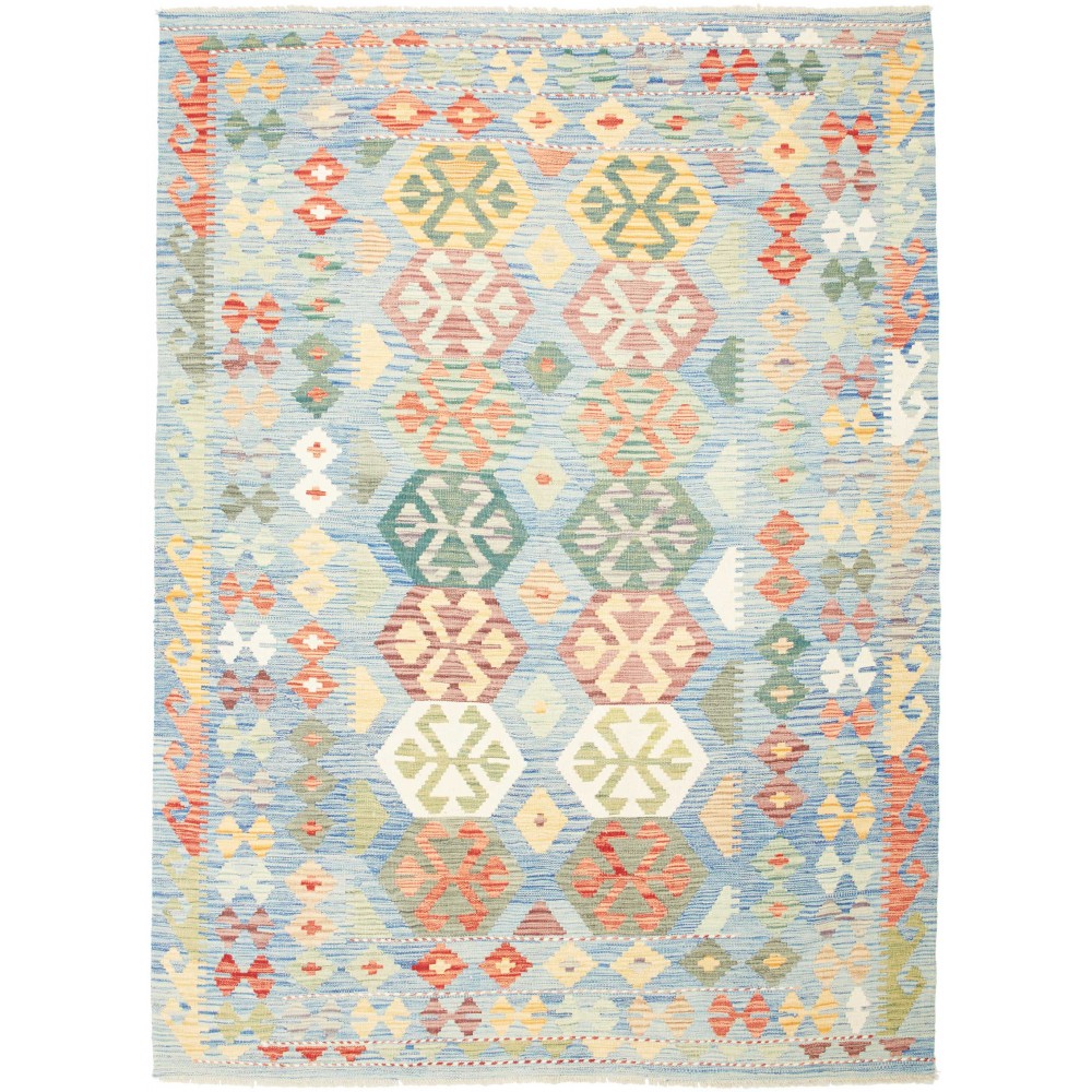 Tappeto Kilim Afghanistan bianco rosso 173x233