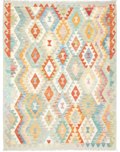 Tappeto Kilim Afghanistan bianco arancione 159x203