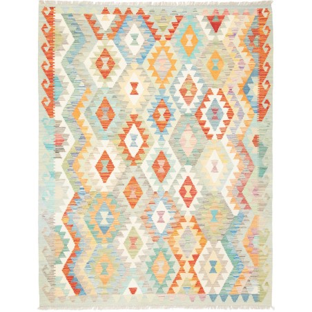 Tappeto Kilim Afghanistan bianco arancione 159x203