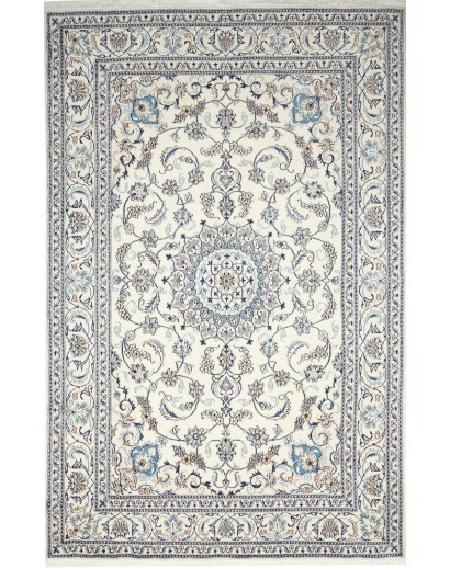 Tappeto Nain Kashmar Persia bianco grigio 198x304