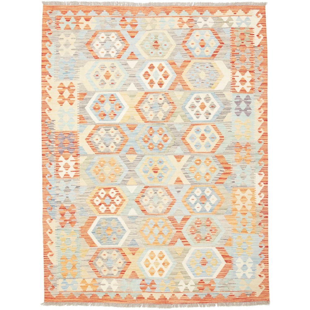 Tappeto Kilim Afghanistan bianco rosso 153x201