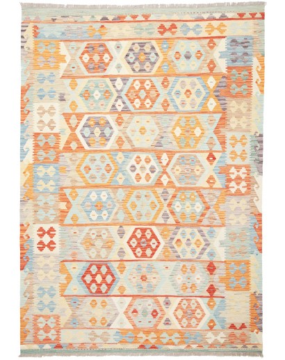 Tappeto Kilim Afghanistan bianco arancione 171x246