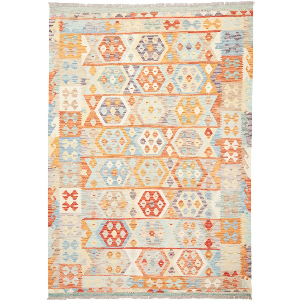 Tappeto Kilim Afghanistan bianco arancione 171x246