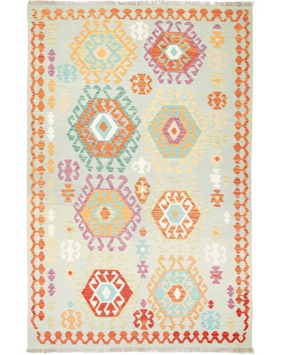 Tappeto Kilim Afghanistan bianco arancione 171x264