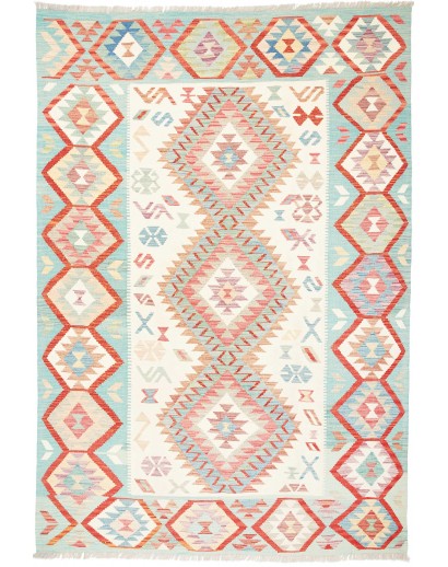 Tappeto Kilim Afghanistan bianco rosso 172x250