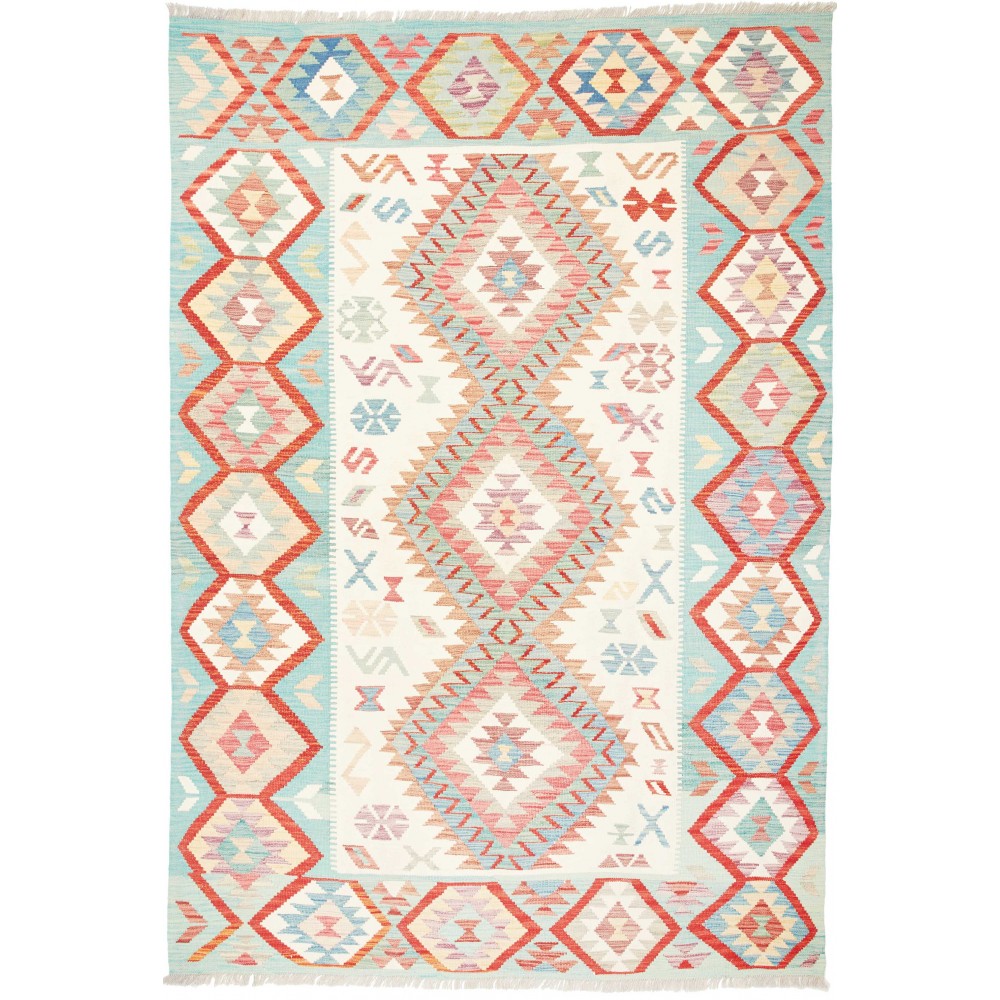 Tappeto Kilim Afghanistan bianco rosso 172x250