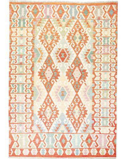 Tappeto Kilim Afghanistan bianco arancione 175x251