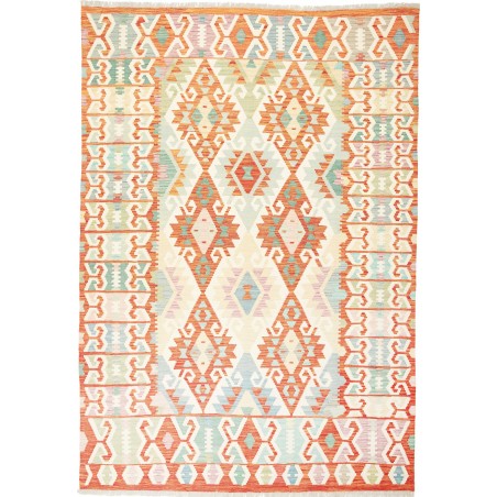 Tappeto Kilim Afghanistan bianco arancione 175x251