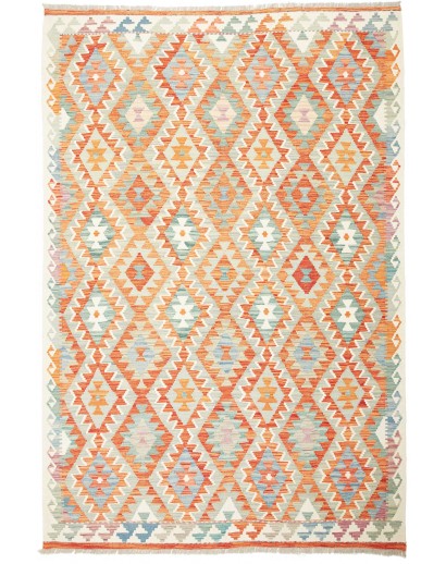 Tappeto Kilim Afghanistan bianco arancione 170x252