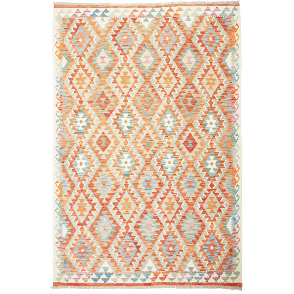 Tappeto Kilim Afghanistan bianco arancione 170x252