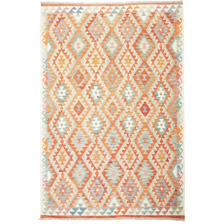 Tappeto Kilim Afghanistan bianco arancione 170x252
