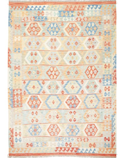 Tappeto Kilim Afghanistan bianco arancione 180x256