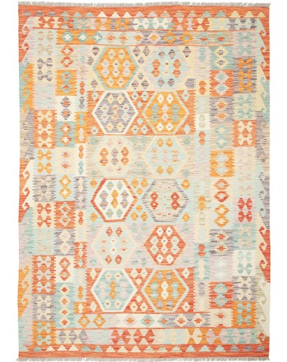 Tappeto Kilim Afghanistan bianco arancione 175x245