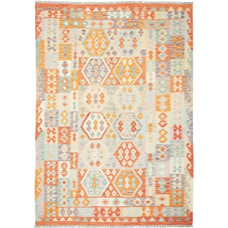 Tappeto Kilim Afghanistan bianco arancione 175x245