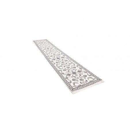 Tappeto Nain Kashmar Persia bianco grigio 77x380