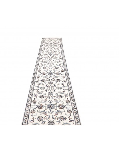 Tappeto Nain Kashmar Persia bianco grigio 77x380