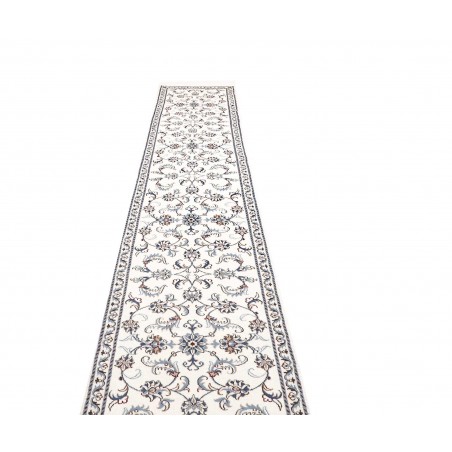 Tappeto Nain Kashmar Persia bianco grigio 77x380