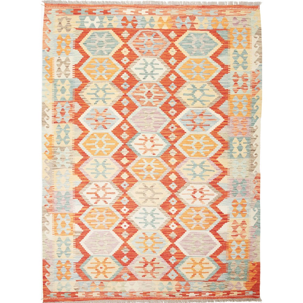 Tappeto Kilim Afghanistan bianco arancione 176x240