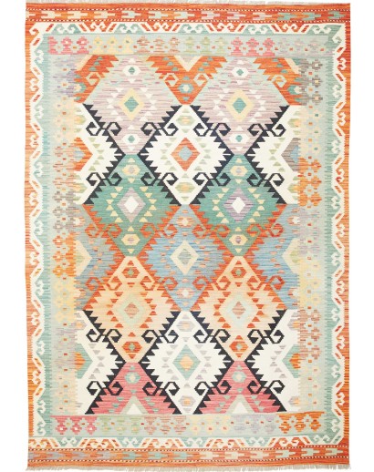 Tappeto Kilim Afghanistan bianco arancione 170x247