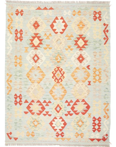 Tappeto Kilim Afghanistan bianco rosso 150x196