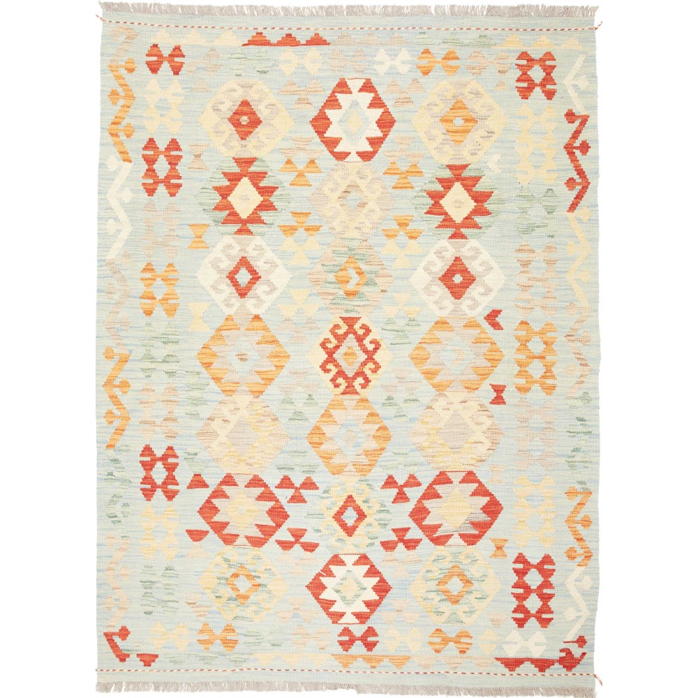 Tappeto Kilim Afghanistan bianco rosso 150x196