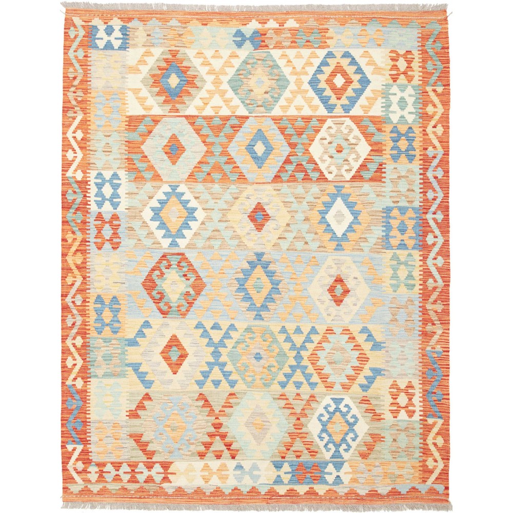 Tappeto Kilim Afghanistan bianco rosso 156x202