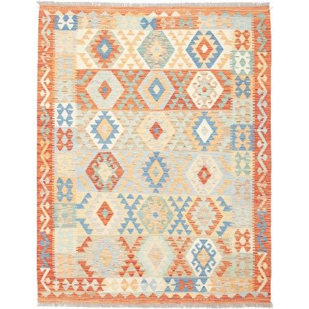 Tappeto Kilim Afghanistan bianco rosso 156x202