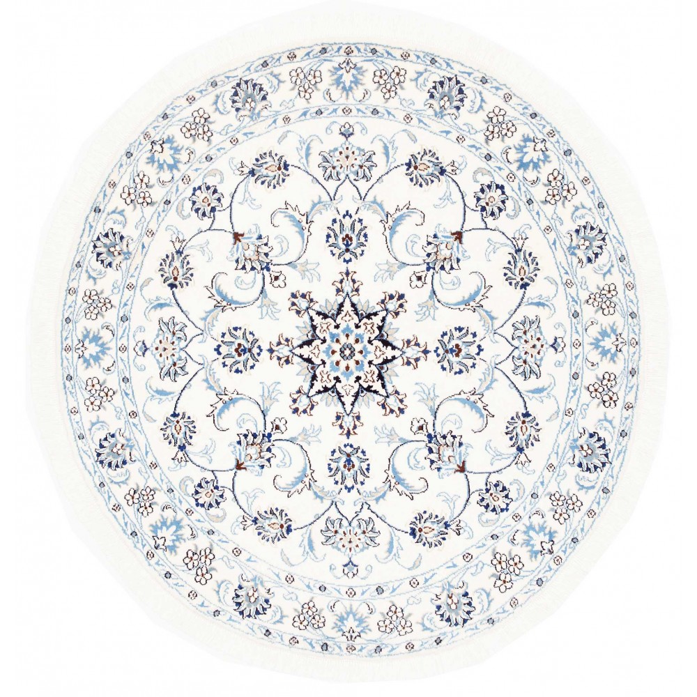 Tappeto Nain Kashmar Persia bianco azzurro 145x145