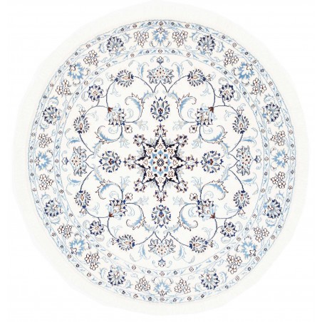 Tappeto Nain Kashmar Persia bianco azzurro 145x145