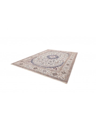 Tappeto Nain Kashmar Persia bianco azzurro 304x398