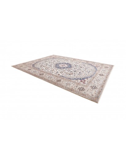 Tappeto Nain Kashmar Persia bianco azzurro 304x398