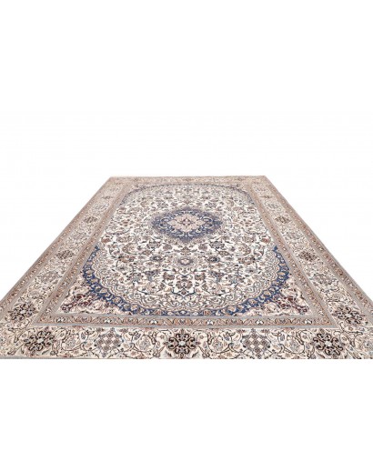 Tappeto Nain Kashmar Persia bianco azzurro 304x398