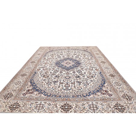 Tappeto Nain Kashmar Persia bianco azzurro 304x398