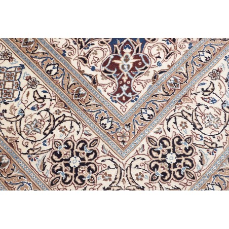 Tappeto Nain Kashmar Persia bianco azzurro 304x398