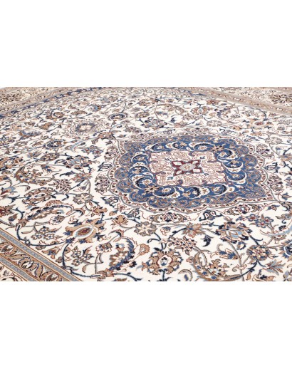 Tappeto Nain Kashmar Persia bianco azzurro 304x398