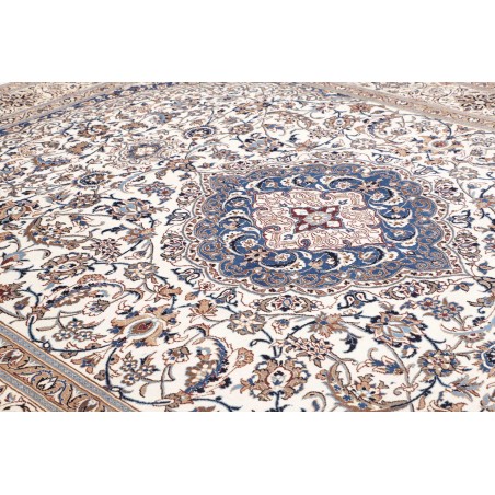 Tappeto Nain Kashmar Persia bianco azzurro 304x398