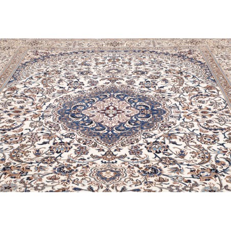 Tappeto Nain Kashmar Persia bianco azzurro 304x398