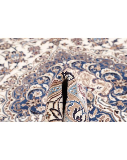Tappeto Nain Kashmar Persia bianco azzurro 304x398