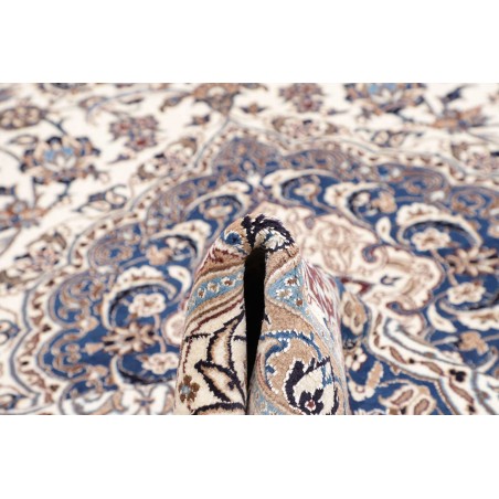 Tappeto Nain Kashmar Persia bianco azzurro 304x398